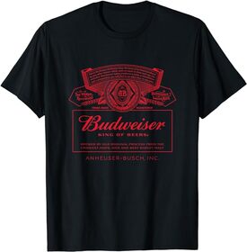 Budweiser mens Classic Budweiser Can Label T Shirt, Black, Small US